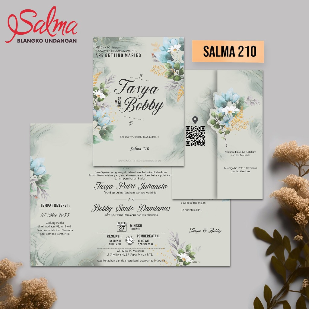 CETAK UNDANGAN PERNIKAHAN SIMPEL ELEGAN AESTETIC RUSTIC KHITANAN KEKINIAN HITAM GELAP SALMA