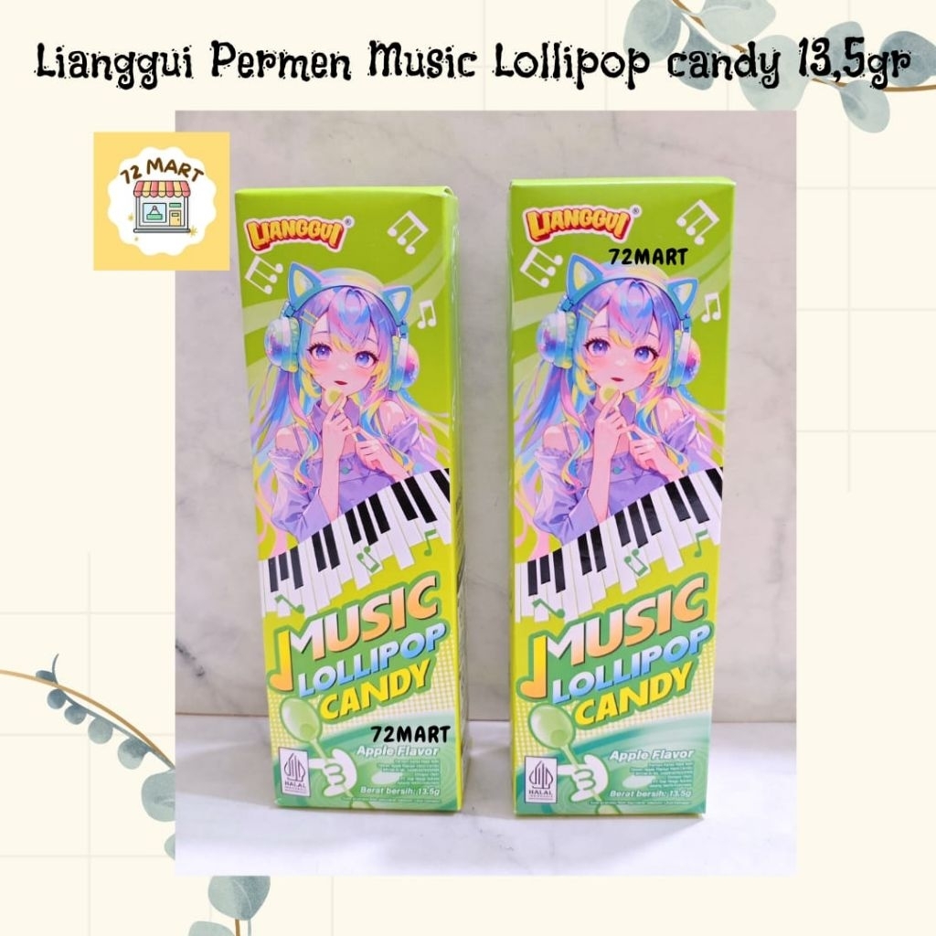 Lianggui Permen Lolipop Music Rasa Apple, Strawberry 13,5gr