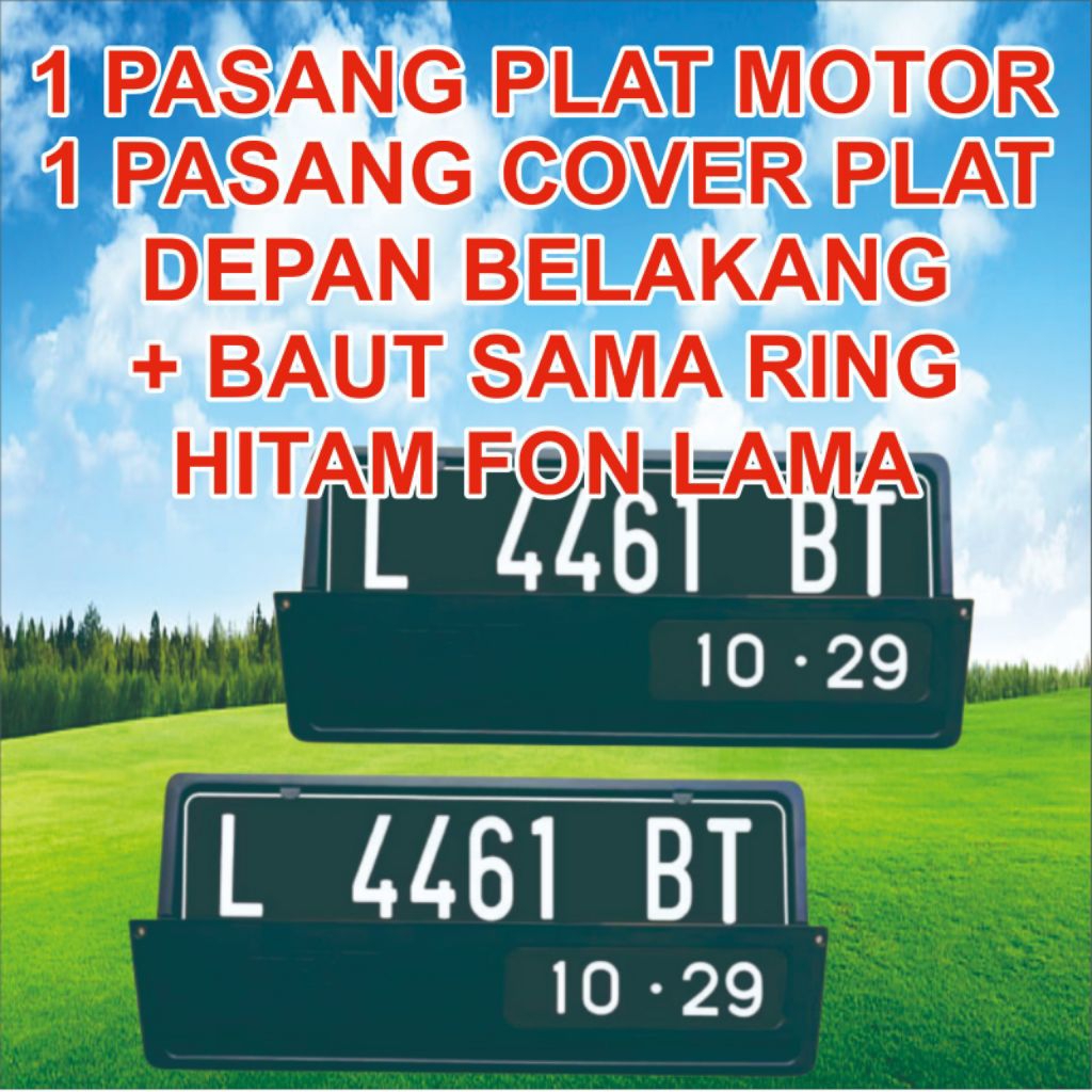 *PLAT NOMOR  MOTOR FONT STA1NDART __SAMSAT  PAKAI LOGO KORLANTAS__DEPAN BELAKANG+FREE CAVER/TEMPAT P