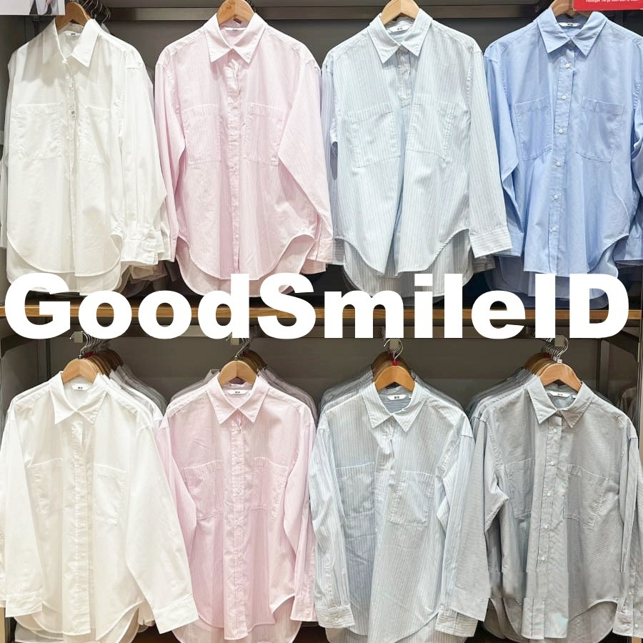 SALE Women Kemeja Panjang Katun Fine Cotton Extra Polos Putih Garis Lengan Panjang Wanita Blus Blous