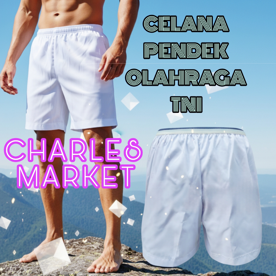 CELANA PENDIDIKAN TNI PUTIH  - CELANA PENDEK PUTIH - CELANA OLAHRAGA PRIA WANITA