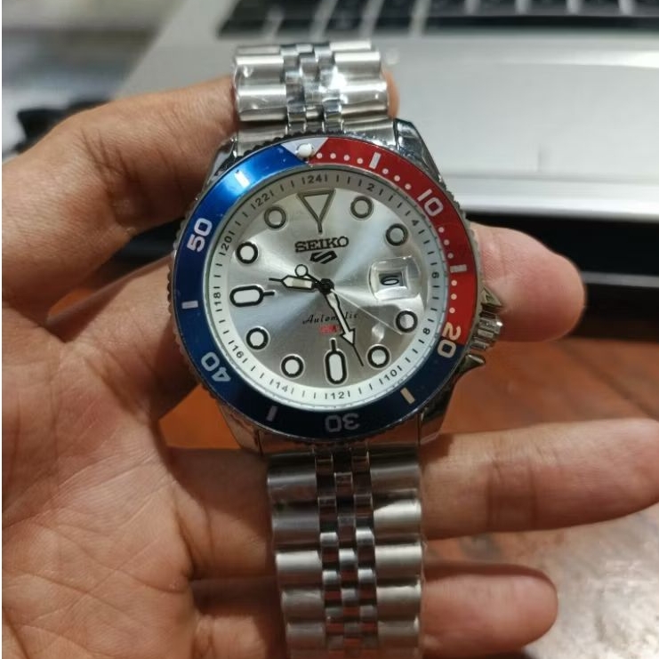 Jam Tangan Pria SEIKO 5 Pepsi Klasik Mewah Rantai