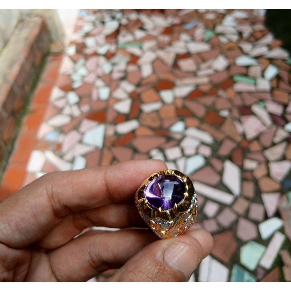 batu permata kecubung amethyst bungur asli alam
