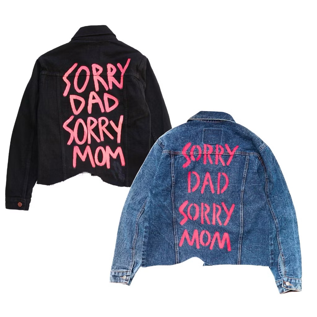 DURCHVOLK / Jaket Jeans Denim Pria Wanita Painting Ripped Painting Big Size Hitam Blue Acid