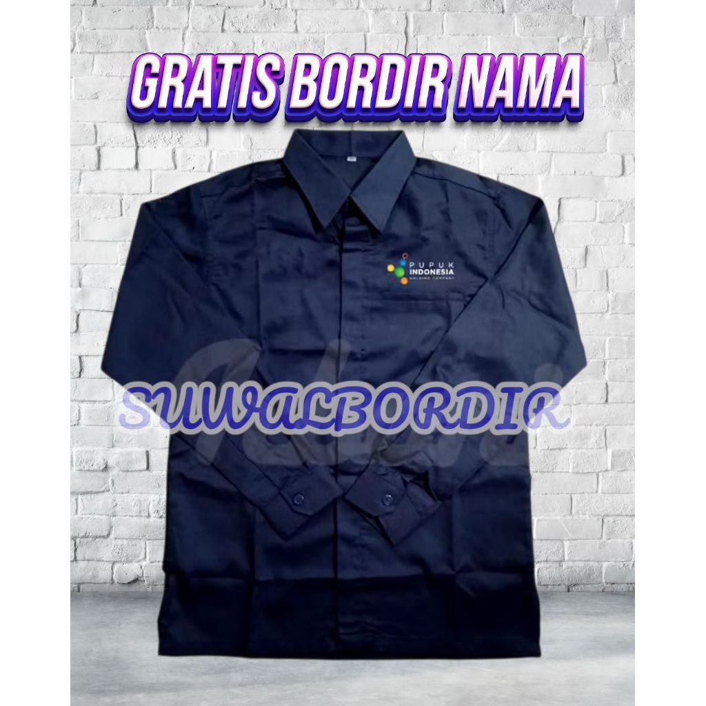 KEMEJA PUPUK INDONESIA LENGAN PANJANG TERBARU SERAGAM PUPUK INDONESIA KEMEJA BORDIR PUPUK INDONESIA 