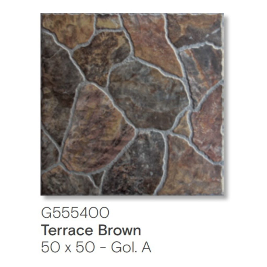 Keramik Roman Structured Terrace Brown Ukuran 50x50cm