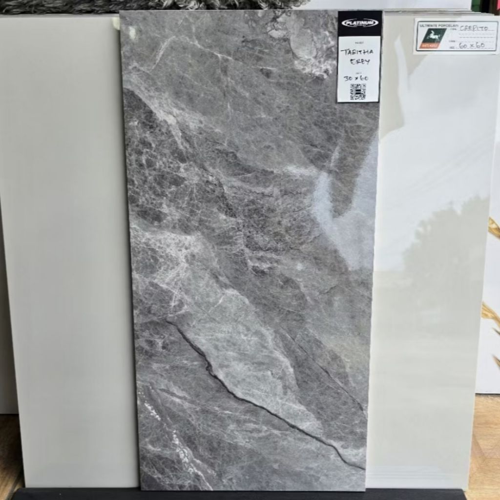 (Ongkir Diluar Aplikasi) Keramik Dinding Glossy Motif Marmer 30x60 TABITHA GREY