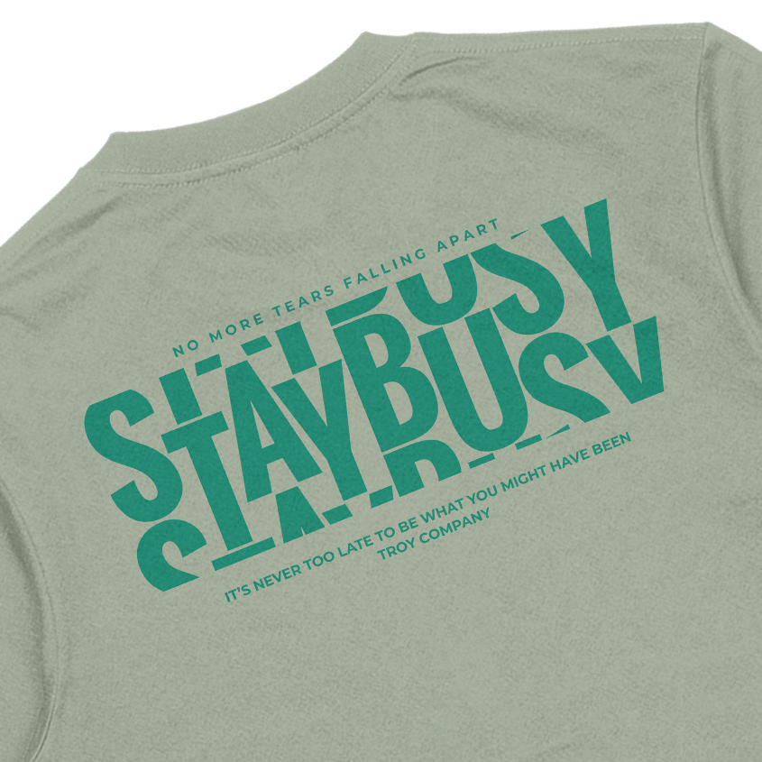 Troy Company Tshirt Sage Green Rolling Text - Kaos Lengan Pendek Kaos Hijau Sage MTD 3153