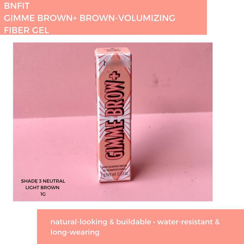 [ORI 100% TRAVEL SIZE] BNEFIT GIMME BROWN+ Brow-Volumizing Fiber Gel 3 Neutral Light Brown 1g