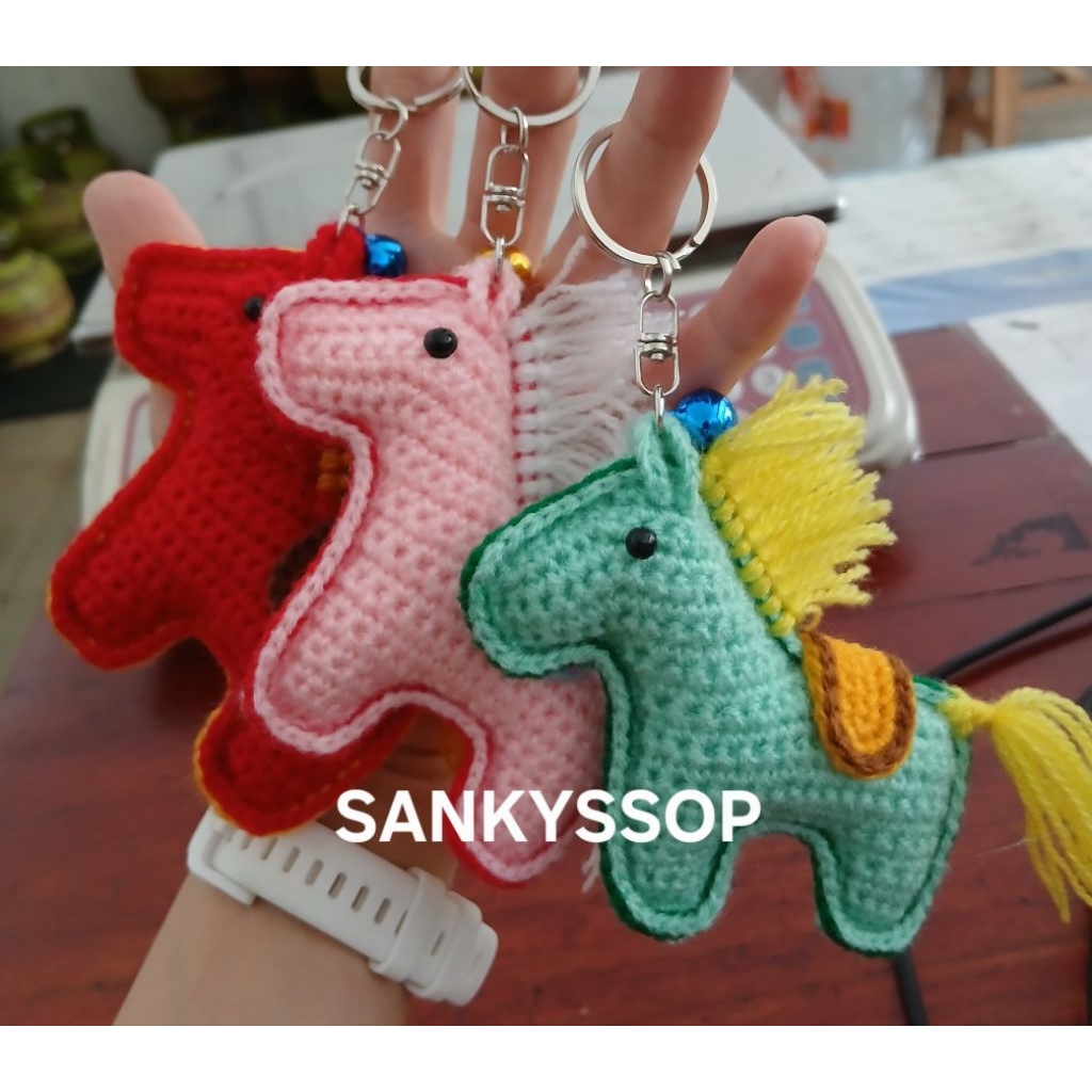 Gantungan Kunci Kuda Lumping / Kuda Poni Rajut Amigurumi