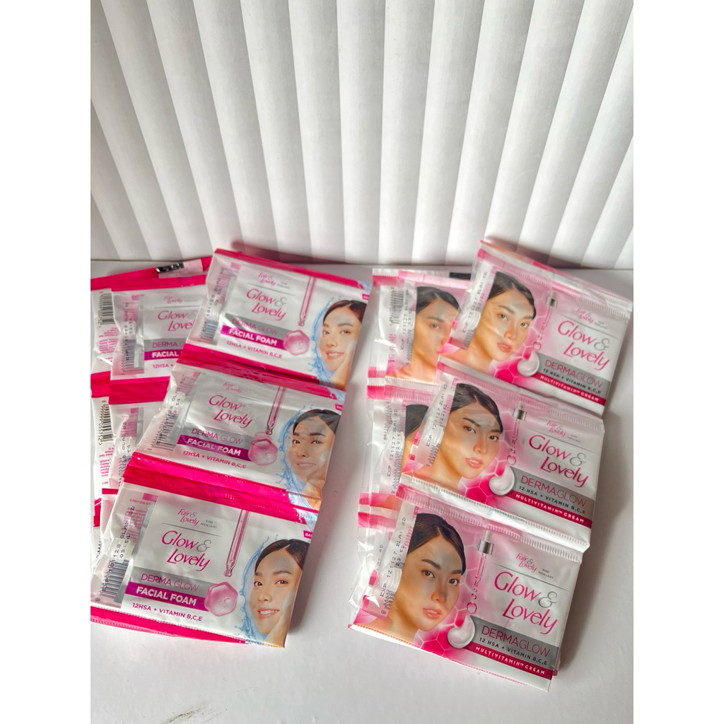 cream fair & lovely dermaglow/ facial foam fair & lovely dermaglow renteng isi 12 sachet