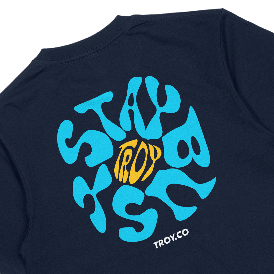 Troy Company T-shirt Blue Navy Myosotis Flower - Kaos Lengan Pendek Kaos Biru Navy MTD 2757