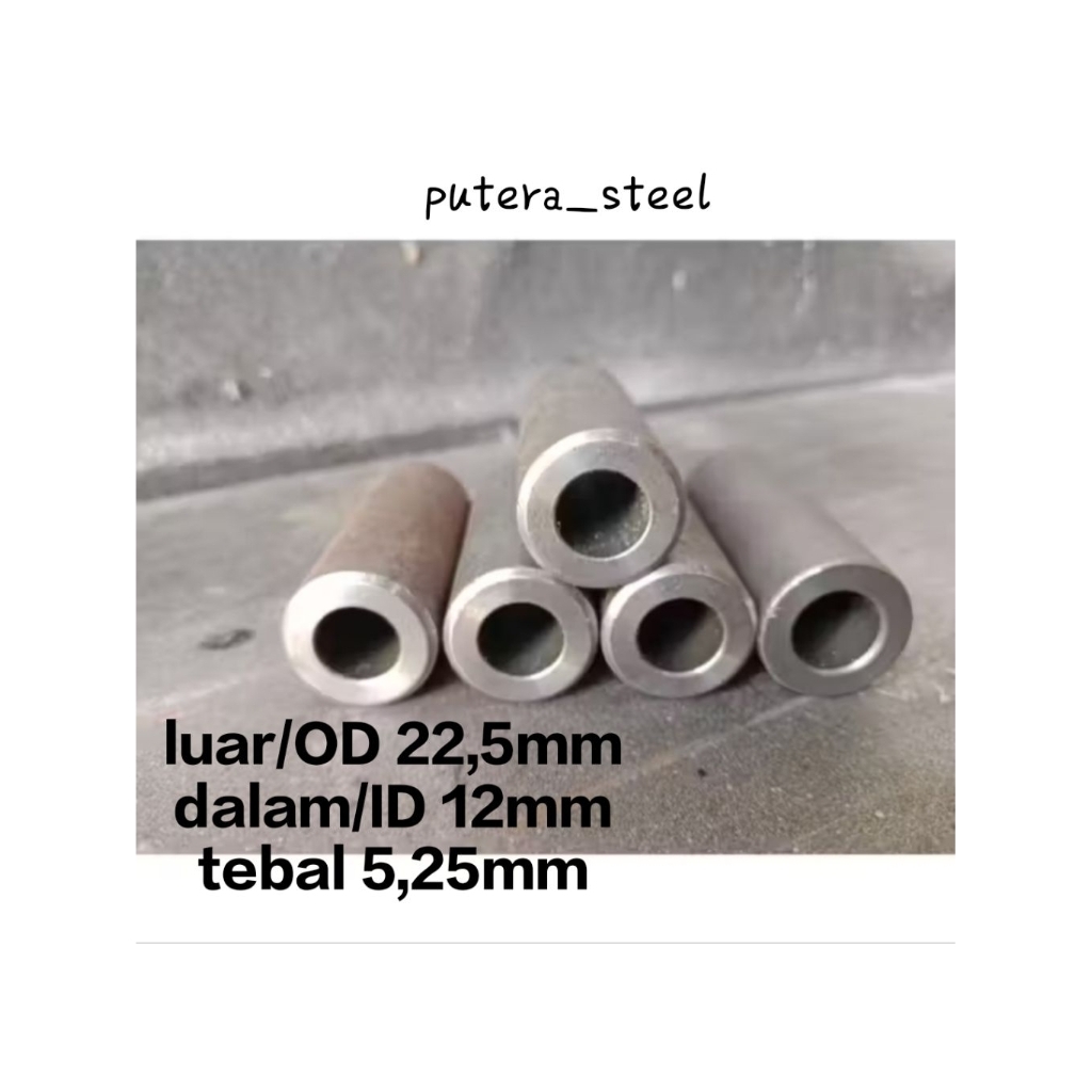pipa besi seamles luar/OD 22,5mm dalam/ID 12mm tebal 5,25mm ukuran 10-100cm