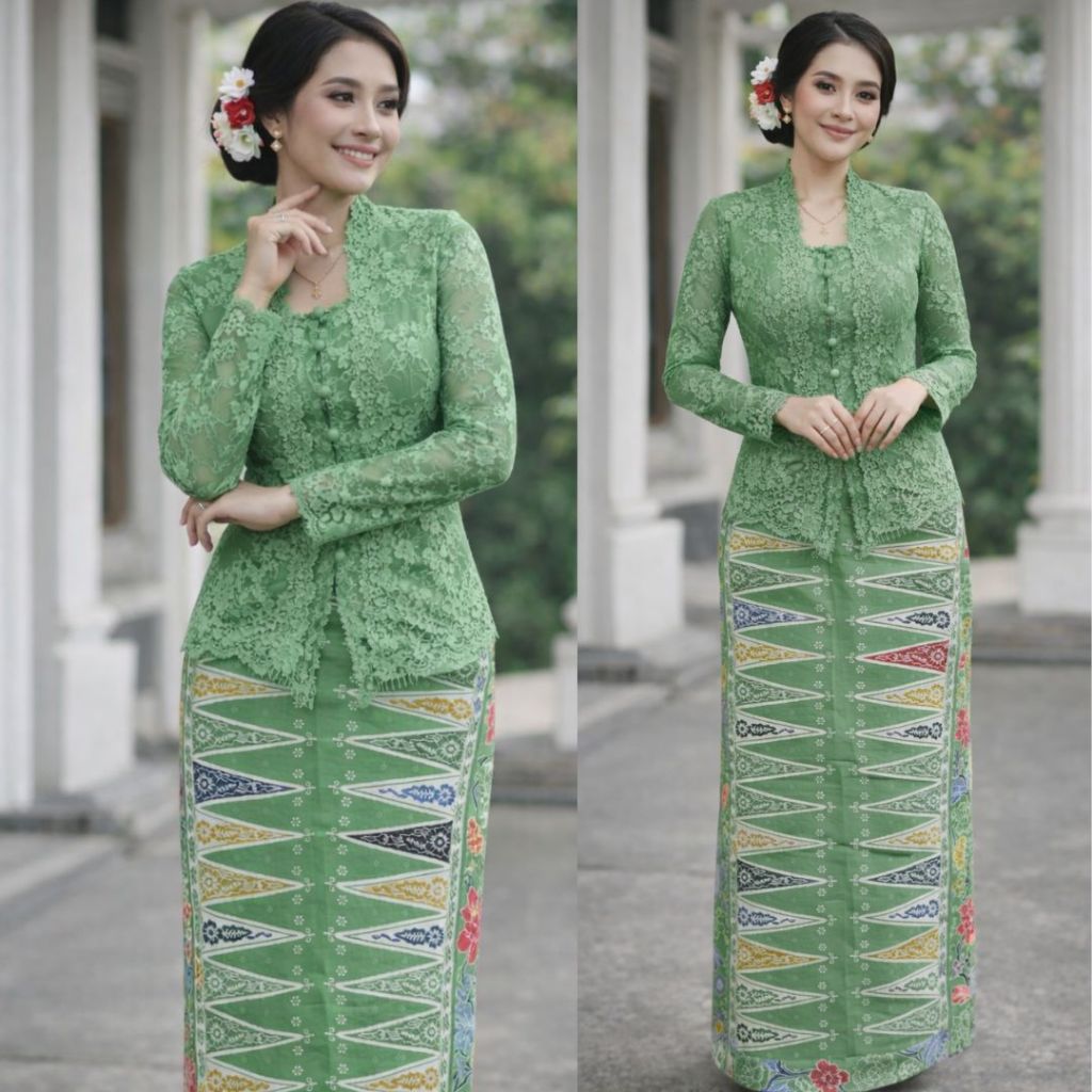 Rok Tumpal Sage Green/ Rok Tumpal Bunga Hijau Pilihan Warna