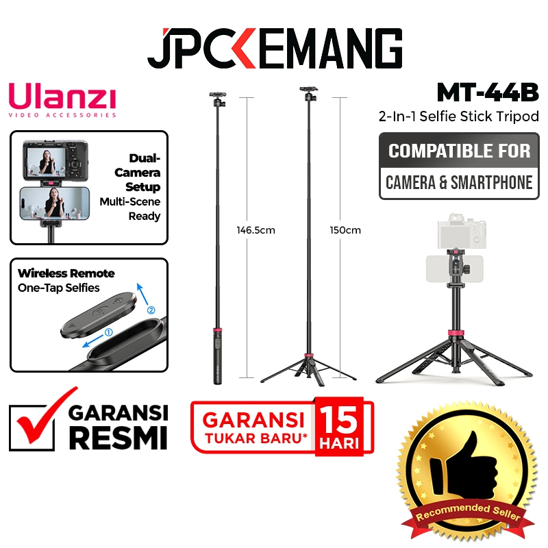 ULANZI MT-44B 2-IN-1 SELFIE STICK TRIPOD for Camera & Smartphone HP Ulanzi MT44B MT-44 B MT44 B Mini