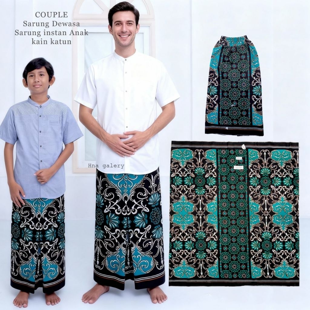 COUPLE Sarung Dewasa & Sarung Instan Anak Kain Katun motif Batik Sultan
