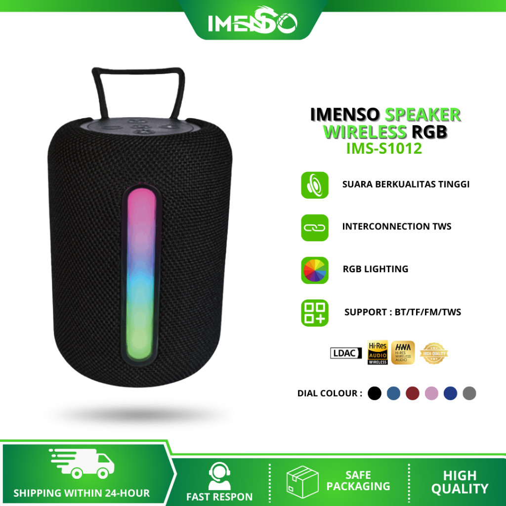 IMENSO speaker bluetooth super bass RGB musik box bluetooth full bass salon aktif bluetooth TWS