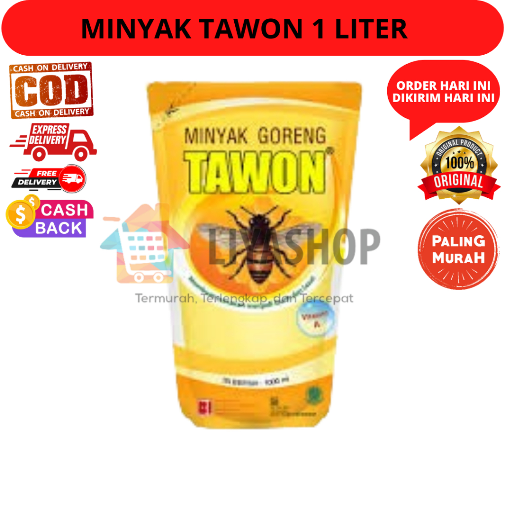 (COD-KIRIM KILAT) MINYAK GORENG TAWON 1 LITER // MINYAK GORENG CAP TAWON 1 LITER