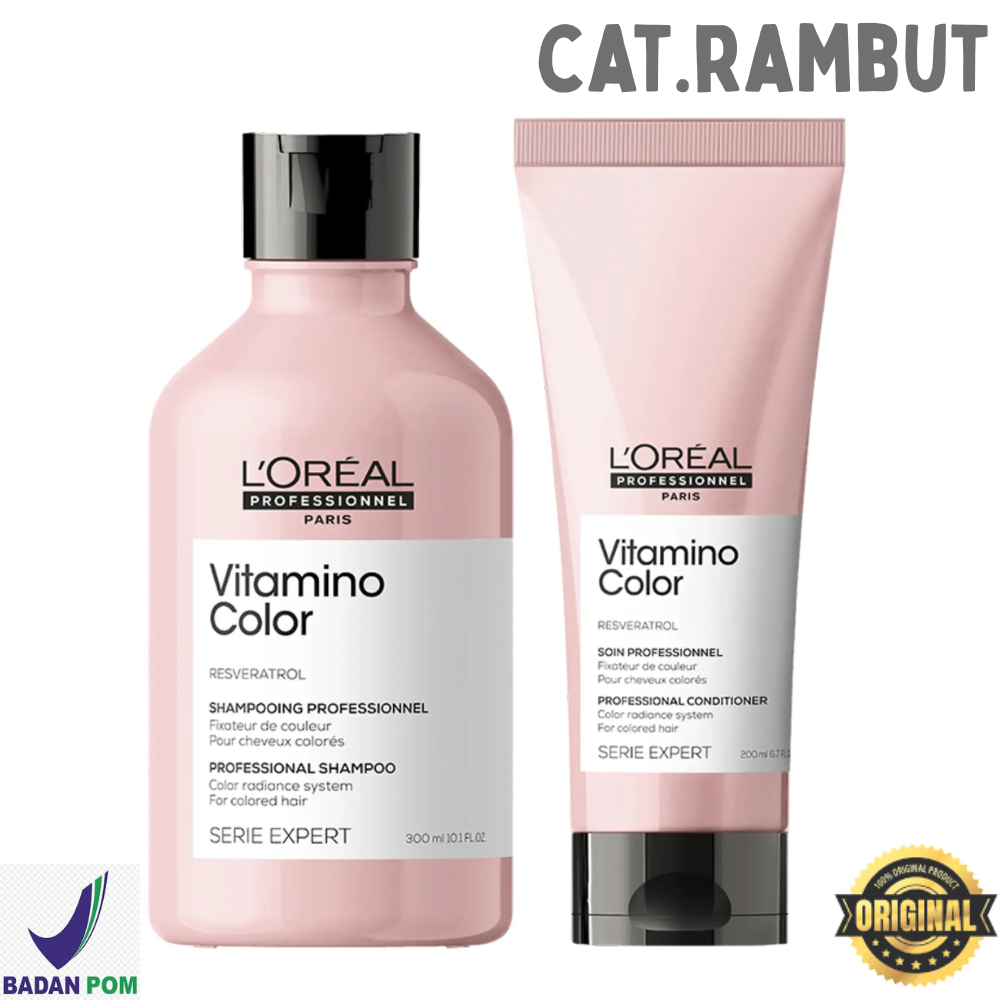 LOREAL Serie Expert Vitamino Color Shampoo Conditioner Set Perawatan Pelembab Rambut Berwarna Diwarn