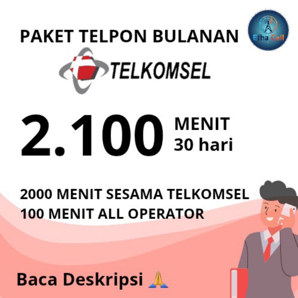 Paket Telpon Bulanan Telkomsel 2.100 Menit / 30 Hari