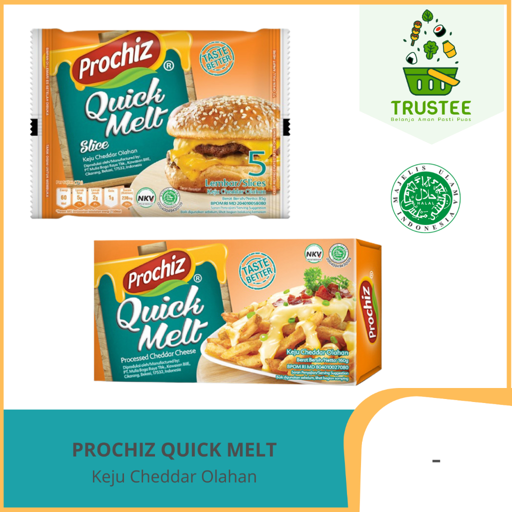 Keju PROCHIZ Quick Melt Slice 5's / Quickmelt Isi 5 Lembar /  Quick Melt 160gr - Cepat Leleh  HALAL