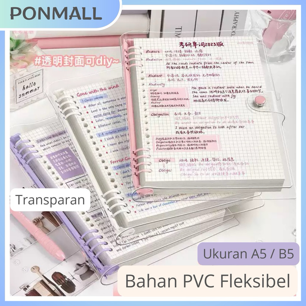 Binder A5 dan B5 Transparan Binder Aesthetic Binder Kuliah Buku Binder Kuliah TANPA ISI