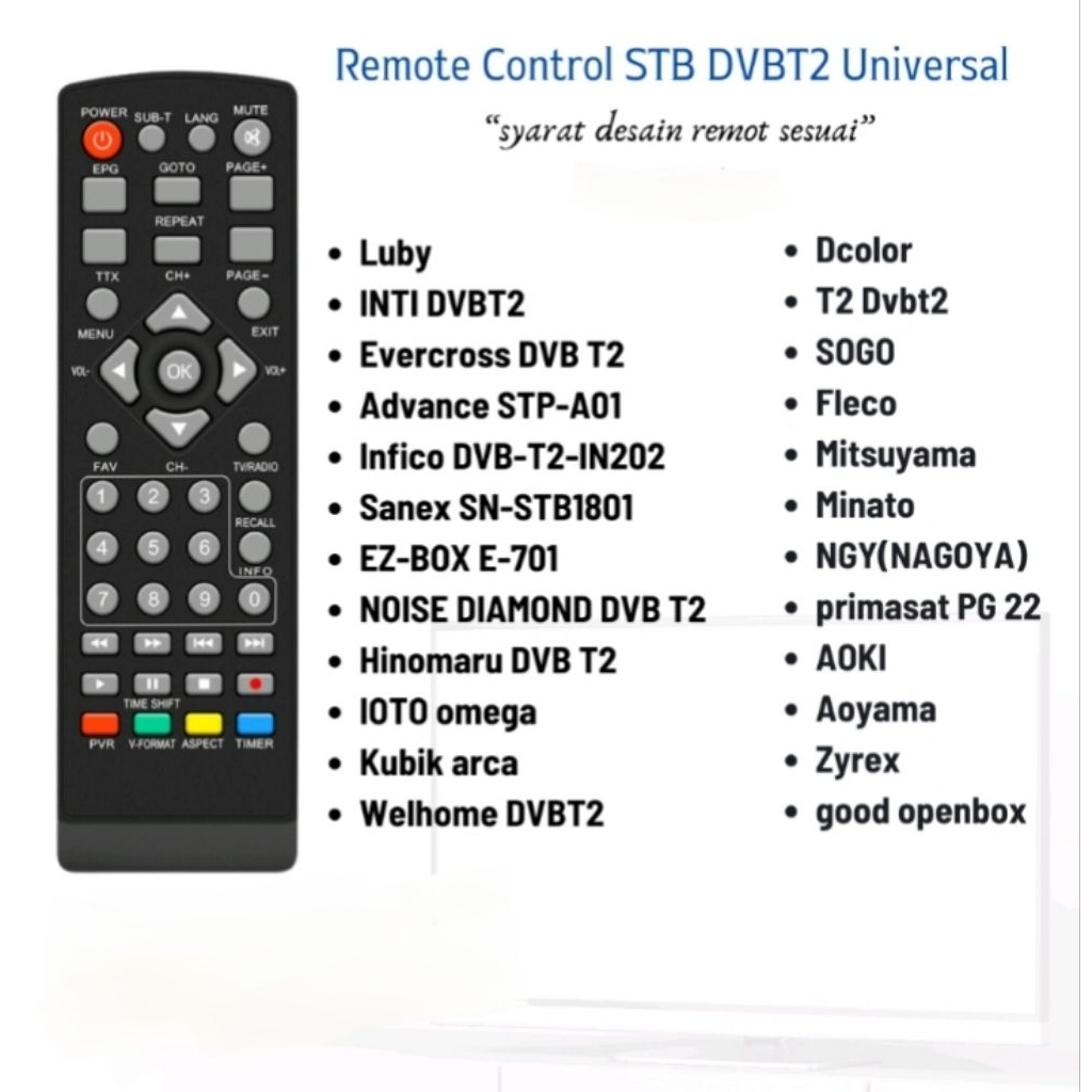 0Remot Remote STB Luby Advance Evercoss Finito Welhome / Remote STB
