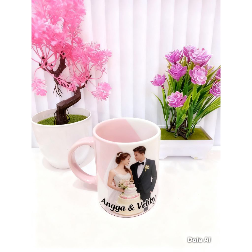 muq keramik custom pernikahan,souvenir gelas custom