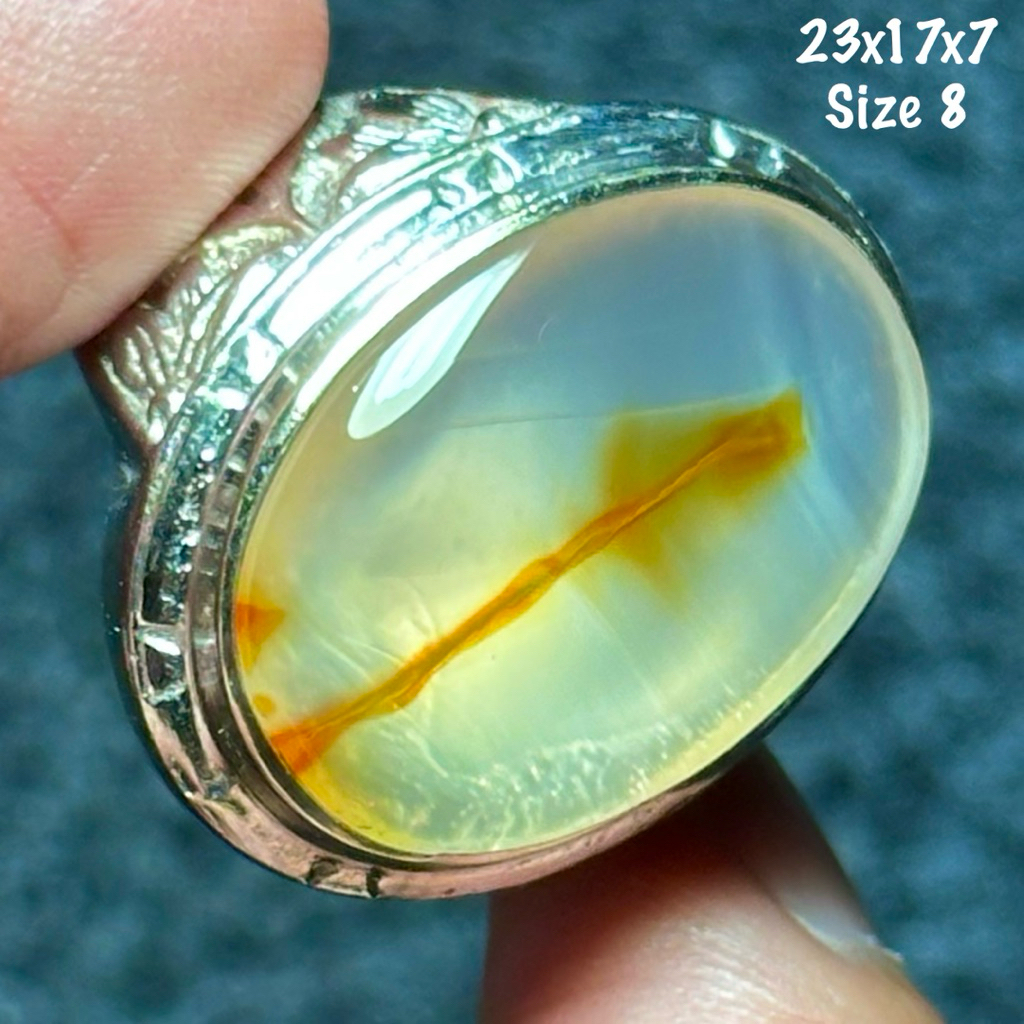 Cincin Batu Akik Natural Baturaja Sodo Lanang Emas Giwang Kristal (asli alam)