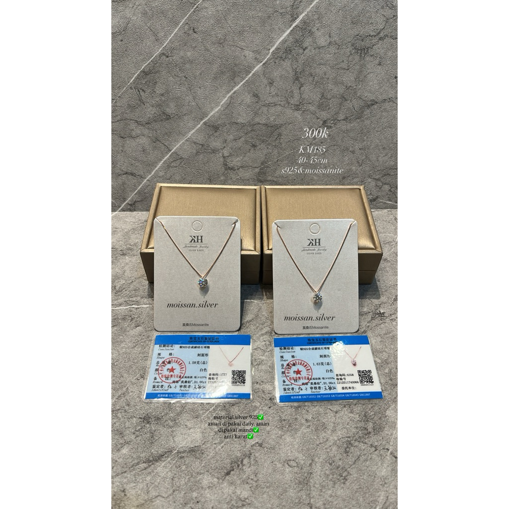 KM185 |Kalung Italy RG Nagita Nyatu Moissanite 1CT Perak s925 Silver s925