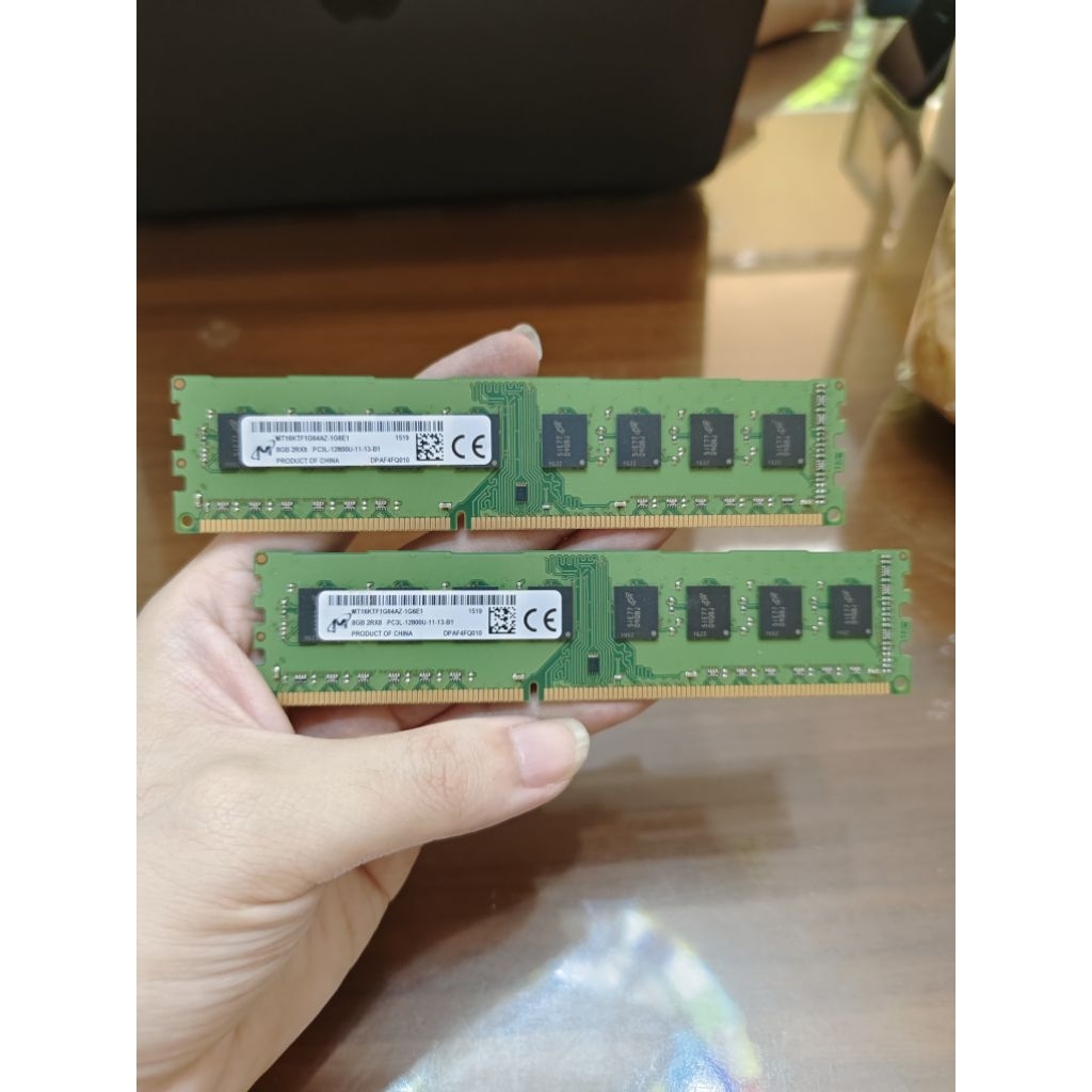 RAM / Memory 16GB DDR3 Micron 1600 Mhz (2 x 8GB) / Bekas Second lepasan dari alienware PC X51