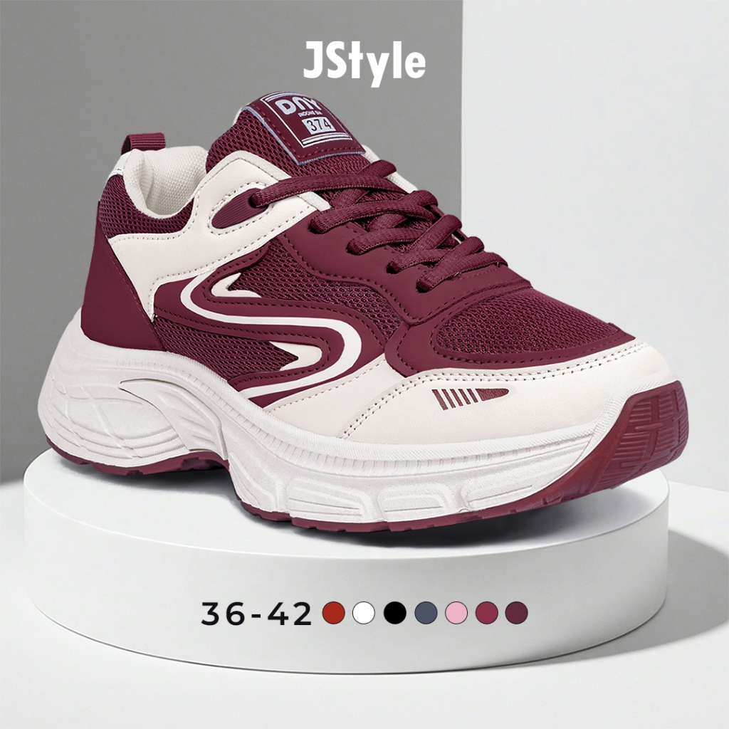 JS Sepatu Olahraga Wanita Sneakers Perempuan Kekinian Sport Shoes Sepatu Sneaker Cewek A SP-374