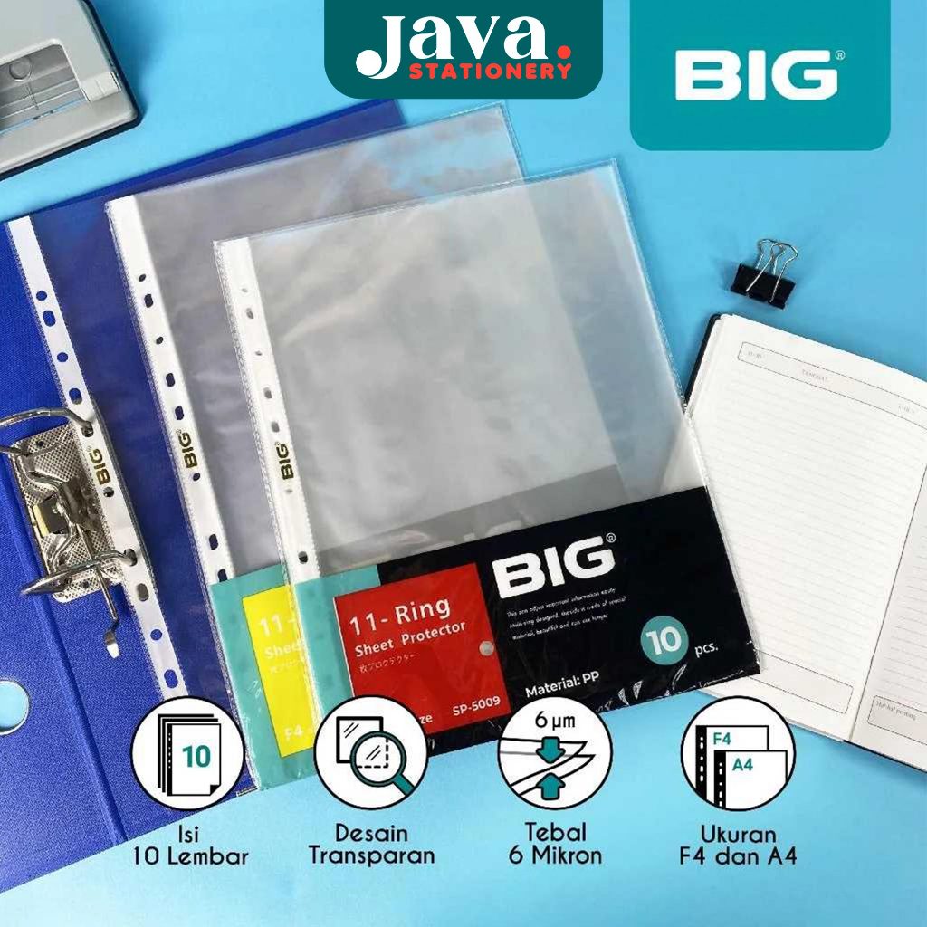 Sheet Protector BIG Tebal 0.6 Micron A4 & F4 11 Ring 5009/5010 Pelindung Dokumen Isi 10 Pcs