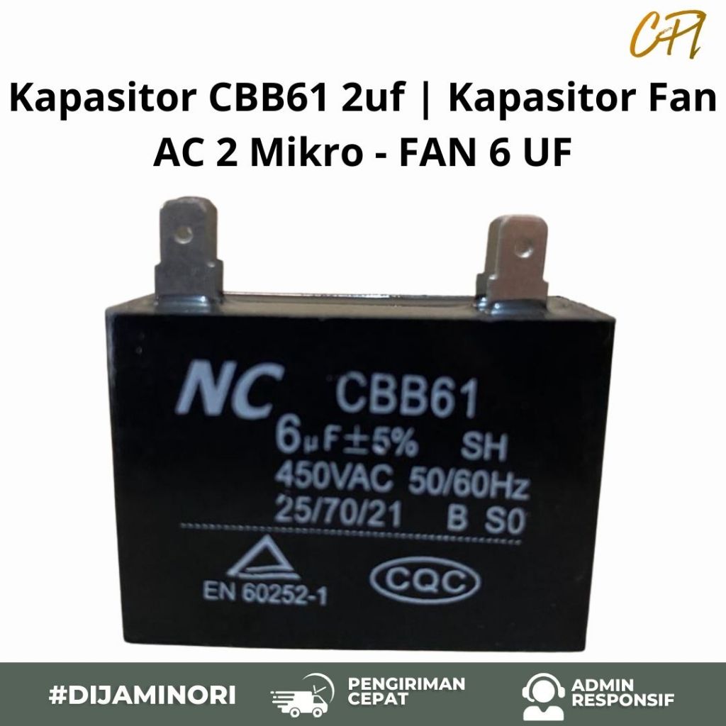 Kapasitor CBB61 2uf | Kapasitor Fan AC 2 Mikro - FAN 6 UF