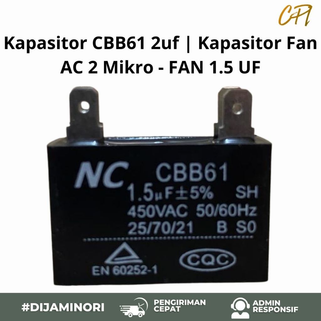 Kapasitor CBB61 2uf | Kapasitor Fan AC 2 Mikro - FAN 1.5 UF