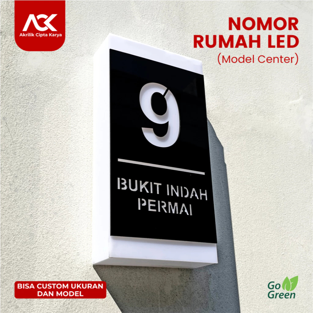 Nomor Rumah LED-Papan Alamat Model Box-Model Center