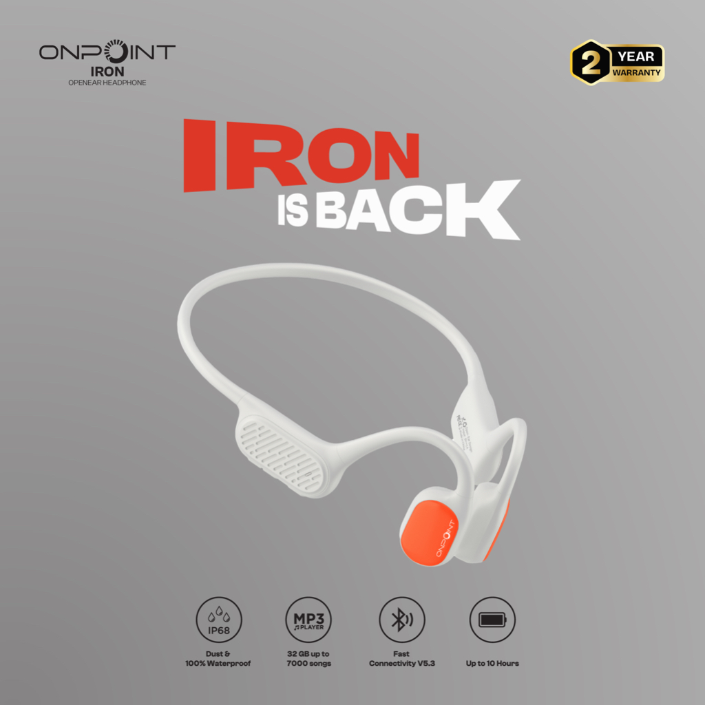 ONPOINT IRON OpenEar Bone Conduction Headphone - Open Ear GREY