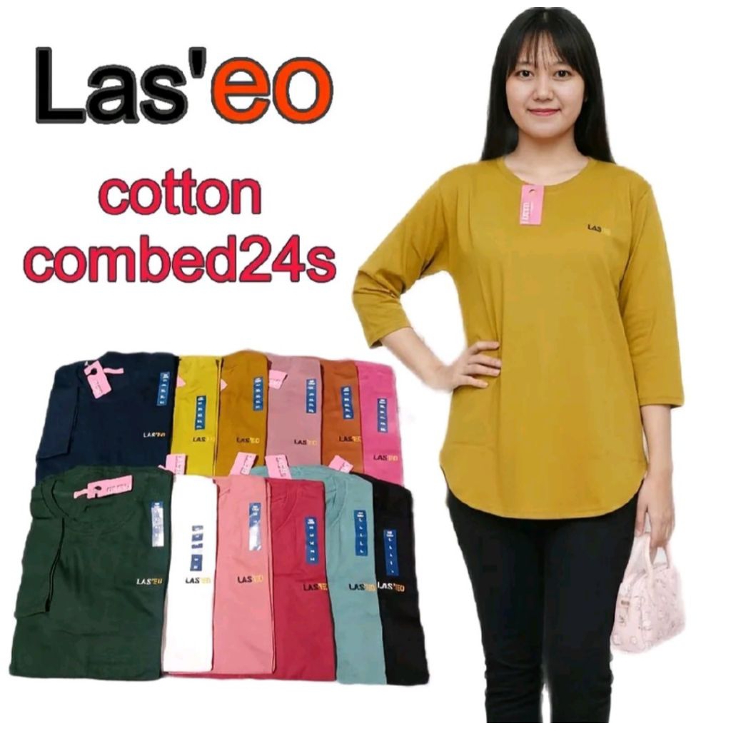 kaos atasan tunik oval cewek lengan 7/8
