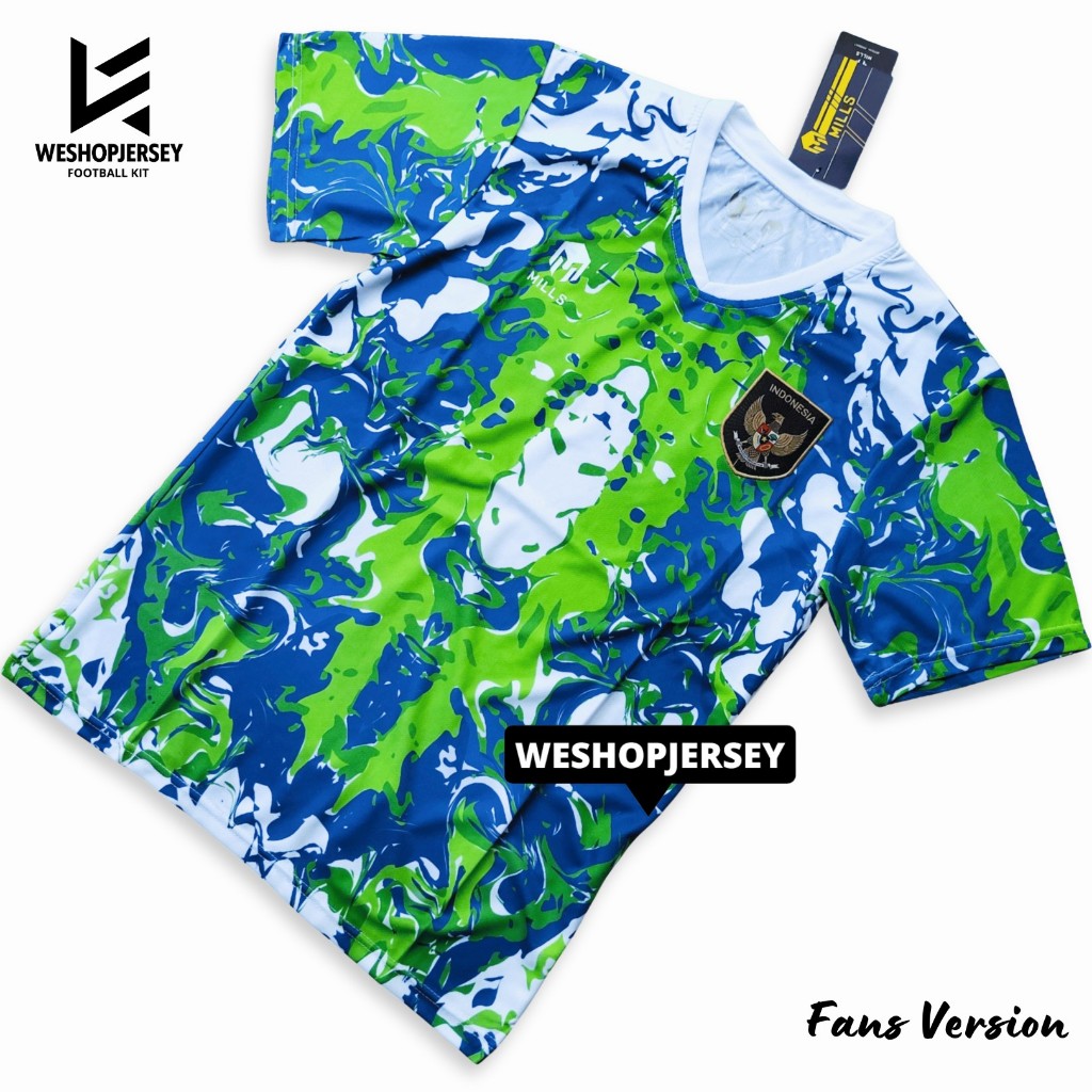 Fans Version Jersey Timnas Indonesia Training 2023 Baju Bola Indo Hijau 23 24 Full Patch Sablon Nama