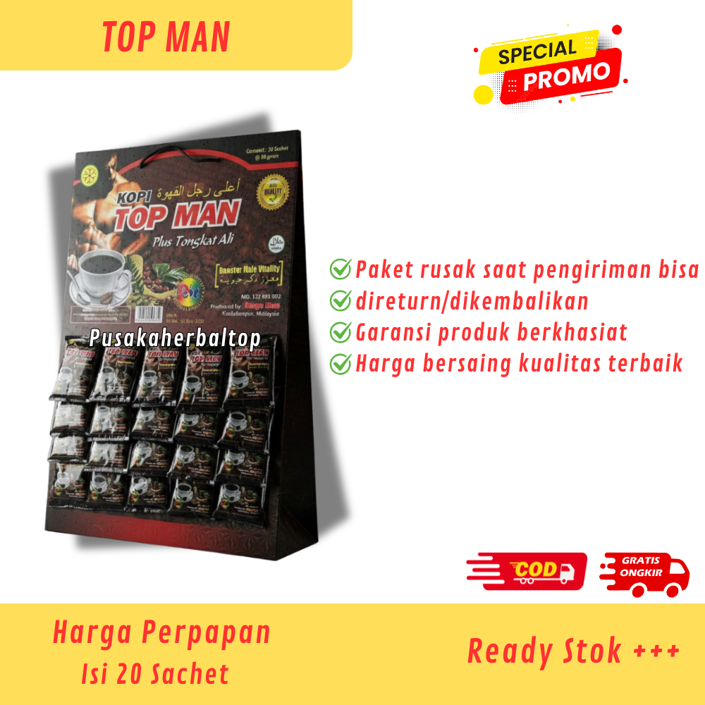 Kopi Papan Top Man Original 20 Sachet (Kopinya Pria Dewasa)