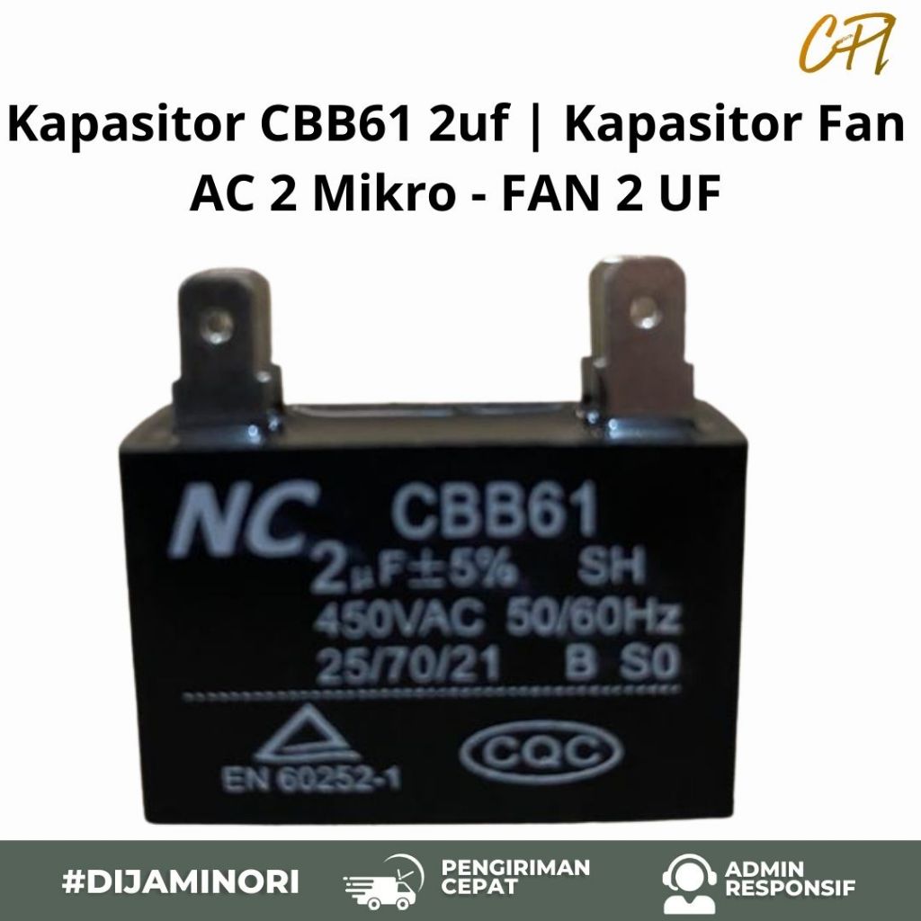 Kapasitor CBB61 2uf | Kapasitor Fan AC 2 Mikro - FAN 2 UF
