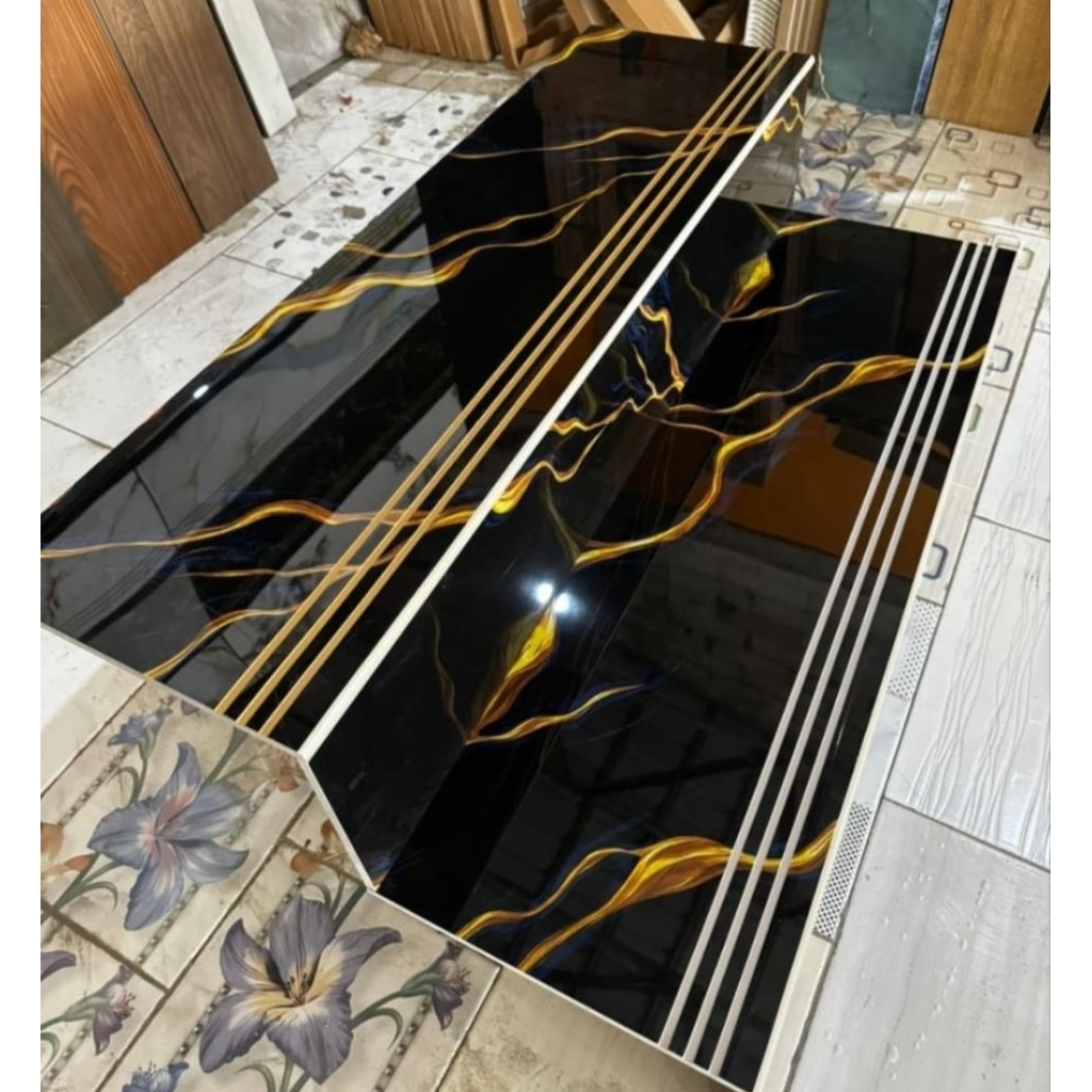 Granit anak tangga motif maremer hitam corak emas ukuran 30x100+20x100 bisa custom ukuran
