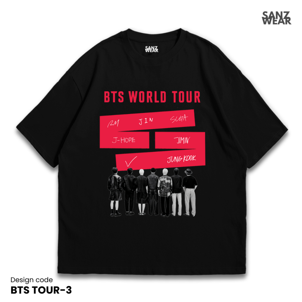 SANZ kaos BTS TOUR ARIRANG | stonewashed washed t-shirt | black white | BTS TOUR-3