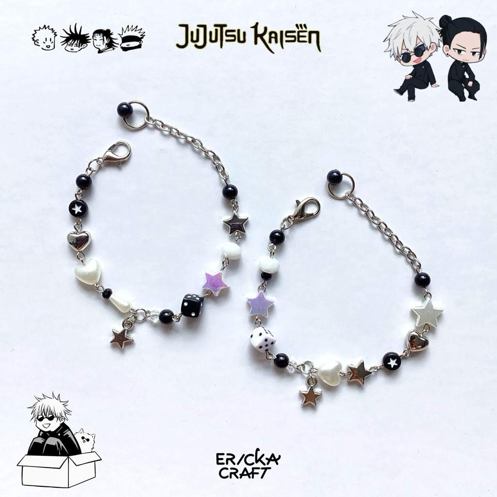 GELANG BRACELET JUJUTSU KAISEN SATORU GOJO AND GETO SUGURU SATOSUGU ANIME BY ERICKA CRAFT