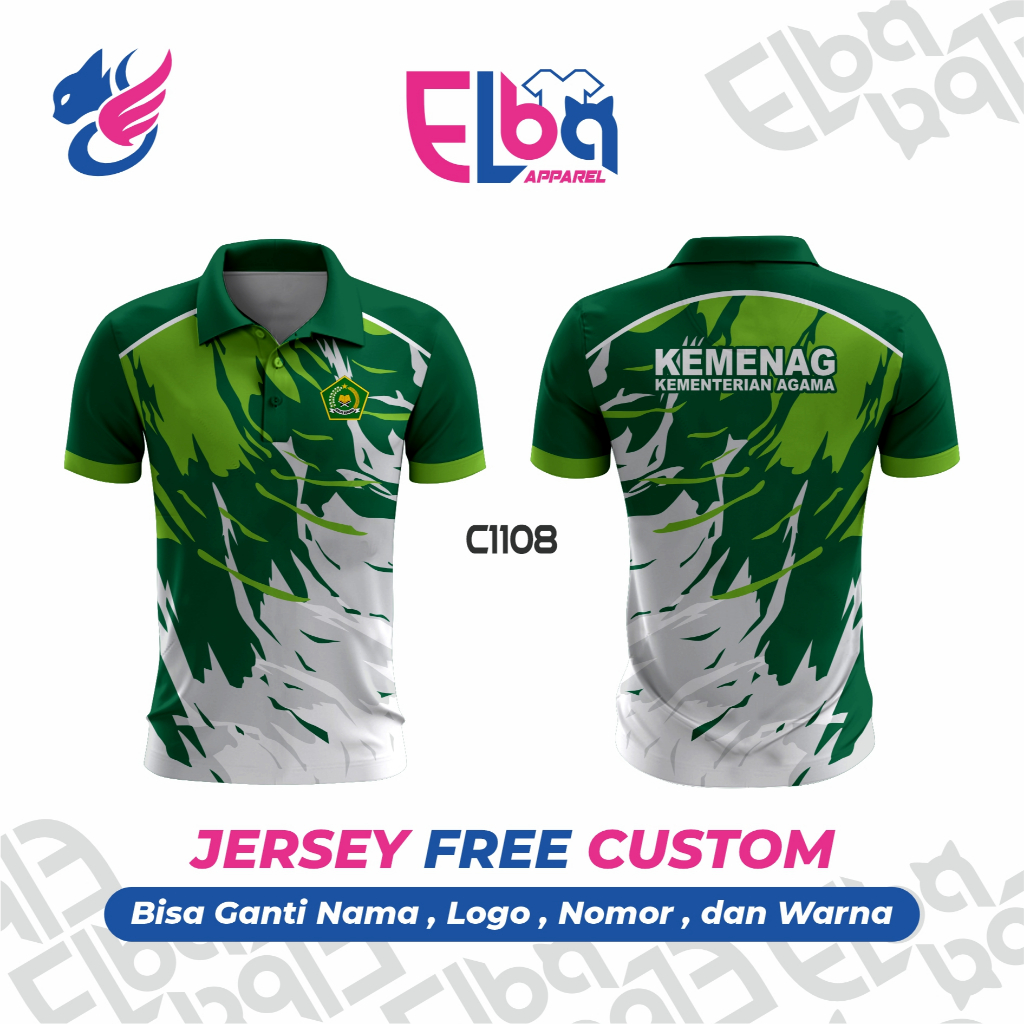 Kaos Baju Jersey Seragam KEMENAG Kementerian Agama Kerah Full Printing free custom