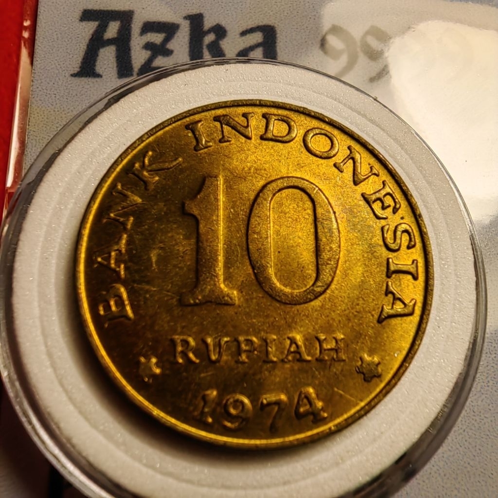 10 rupiah tabanas kuning 1974 GRESS PECAH ROLL ASLI