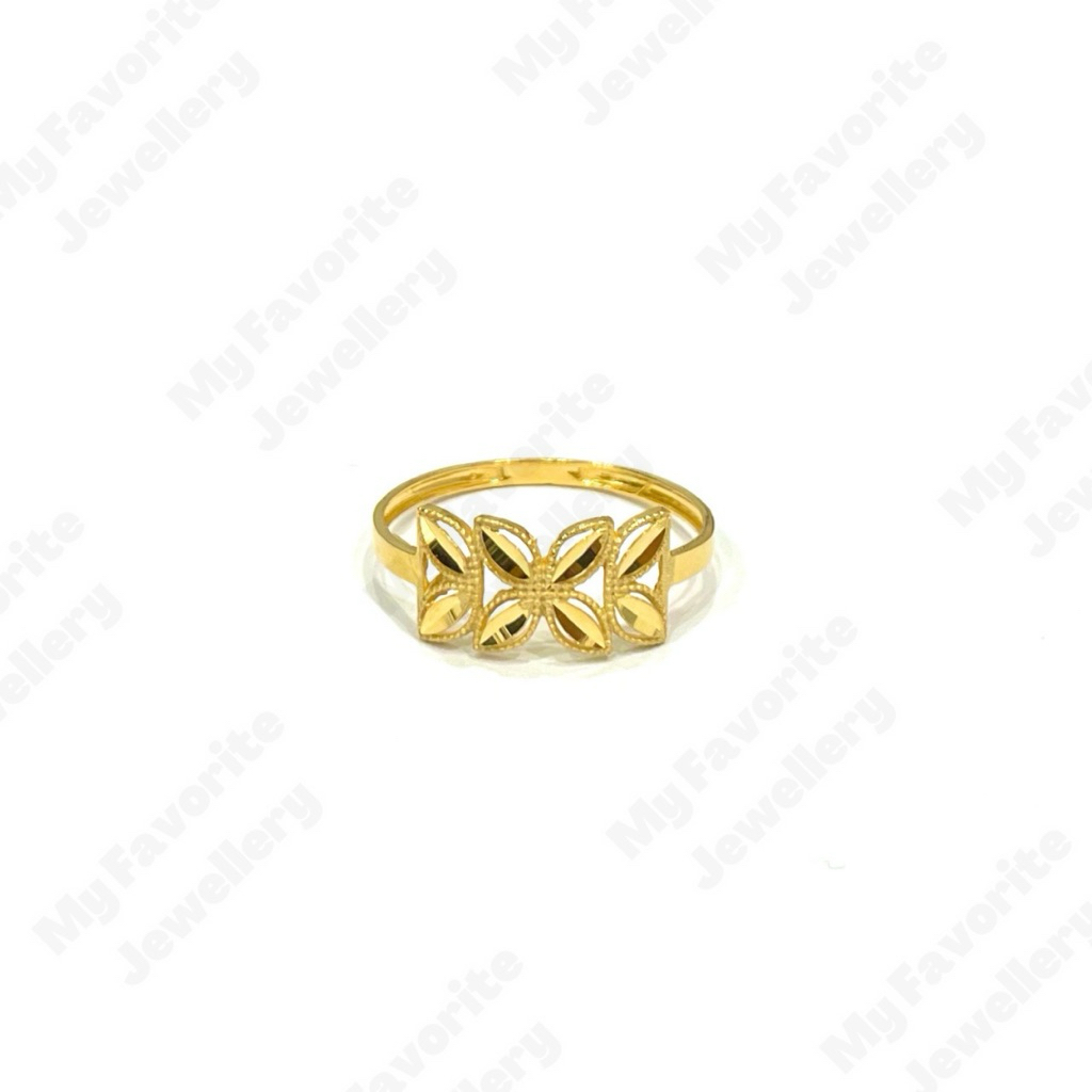 Cincin Krawang Motif Daun Kaca Uk15 Emas Asli Kadar 700 16K
