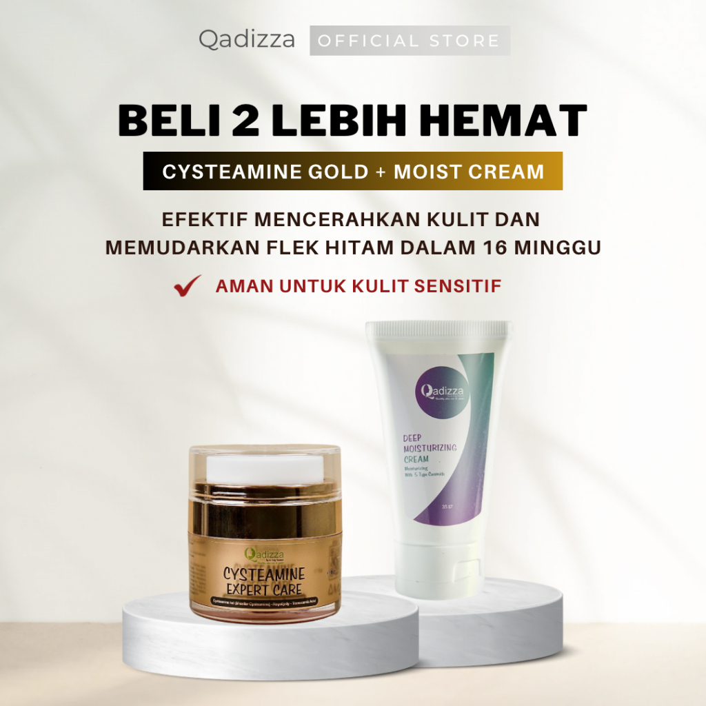 [BELI 2 LEBIH HEMAT] QADIZZA CYSTEAMINE GOLD 5% Micellar Cysteamine 15 gr + MOISTURIZING CREAM 30 gr