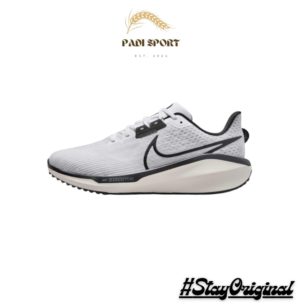 NIKE VOMERO 17 MENS WHITE/PURE PLATINUM/VINTAGE GREEN/BLACK [SKU FB1309-104] - SEPATU LARI RUNNING C