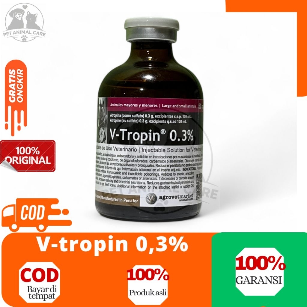 V TROPIN 0,3% 50 ml - Atropin Untuk Hewan Ternak